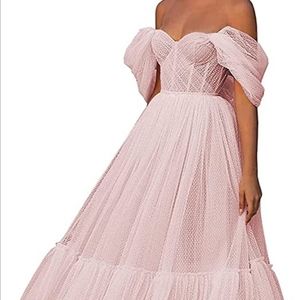 Pink chiffon cold shoulder formal dress midi